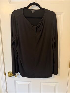 Ann Taylor Black Long Sleeve Twist Detail Top XXL